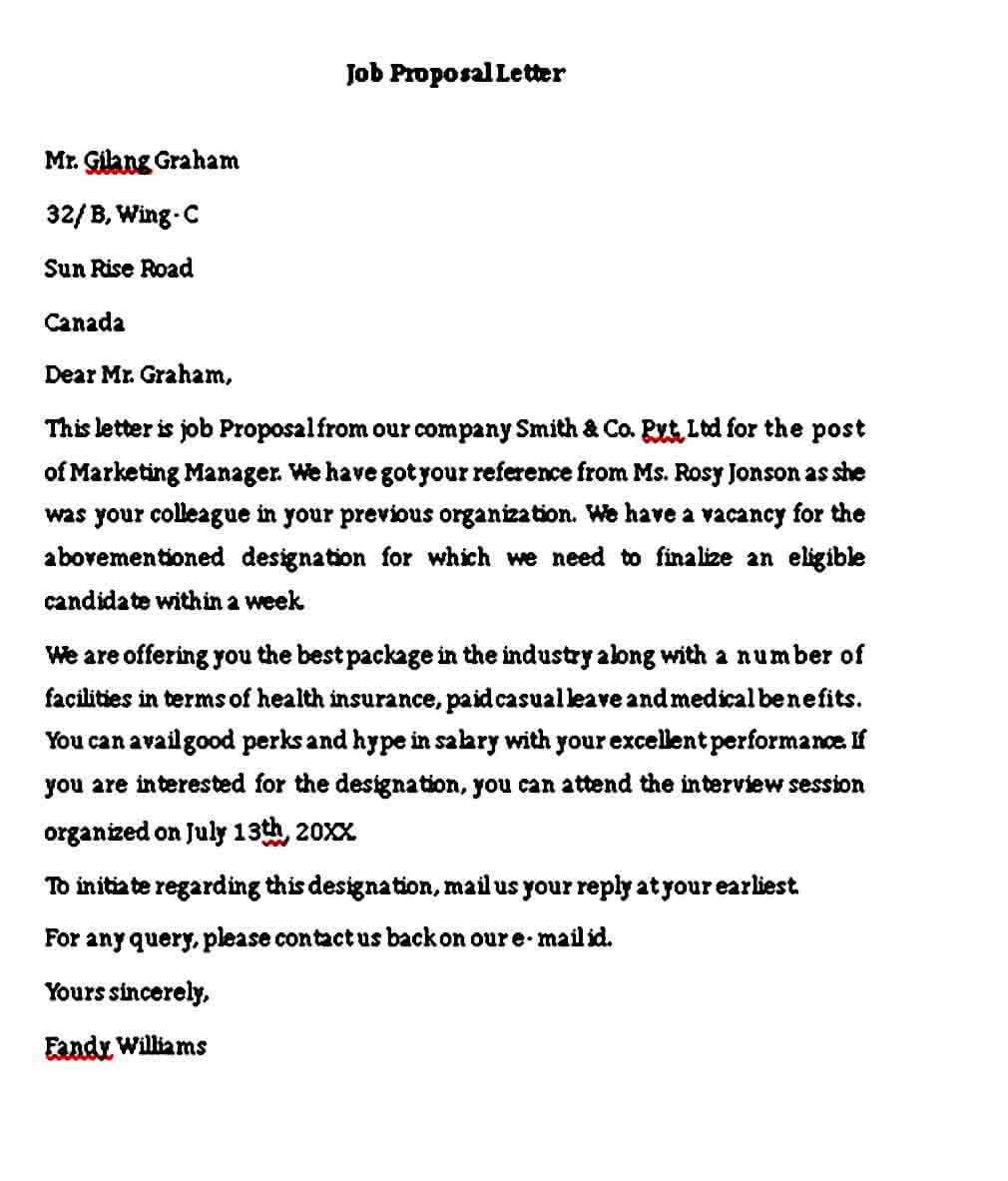 Sample Job Proposal Letter for Employee Mous Syusa