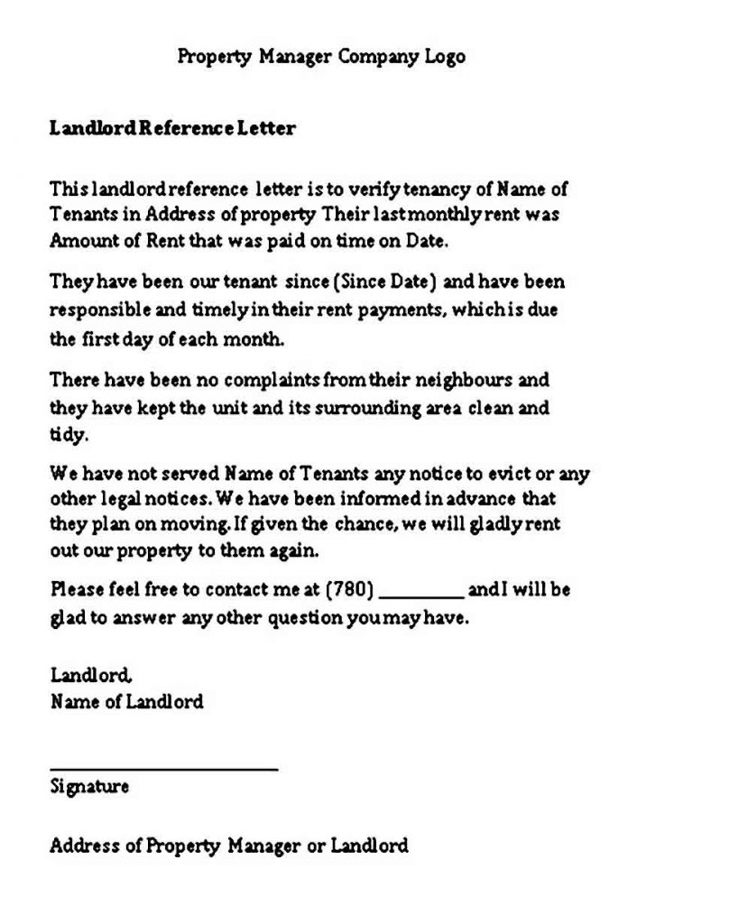 7 Landlord Reference Letter Sample for PDF, Words, and Doc | Mous Syusa