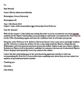 6 Scholarship Recommendation Letter Sample PDF Word | Mous Syusa