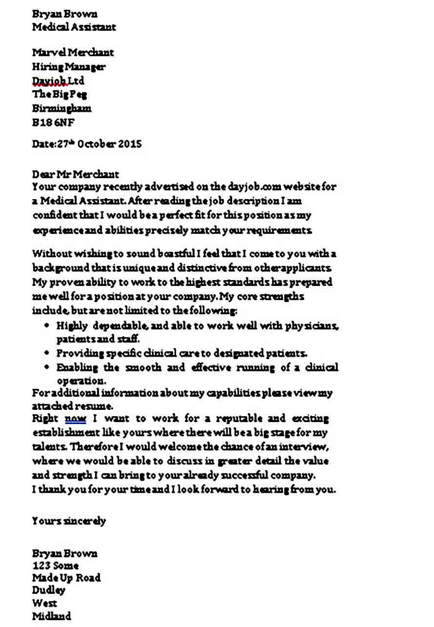 application letter for healthcare assistant sample