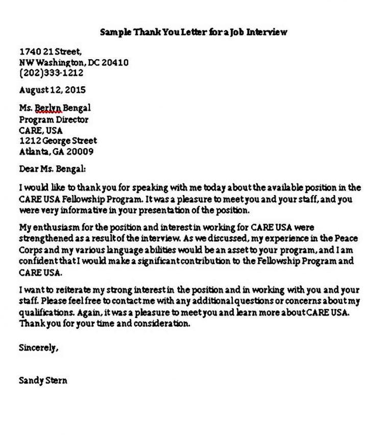 6 Sample Job Interview Thank You Letter Template | Mous Syusa