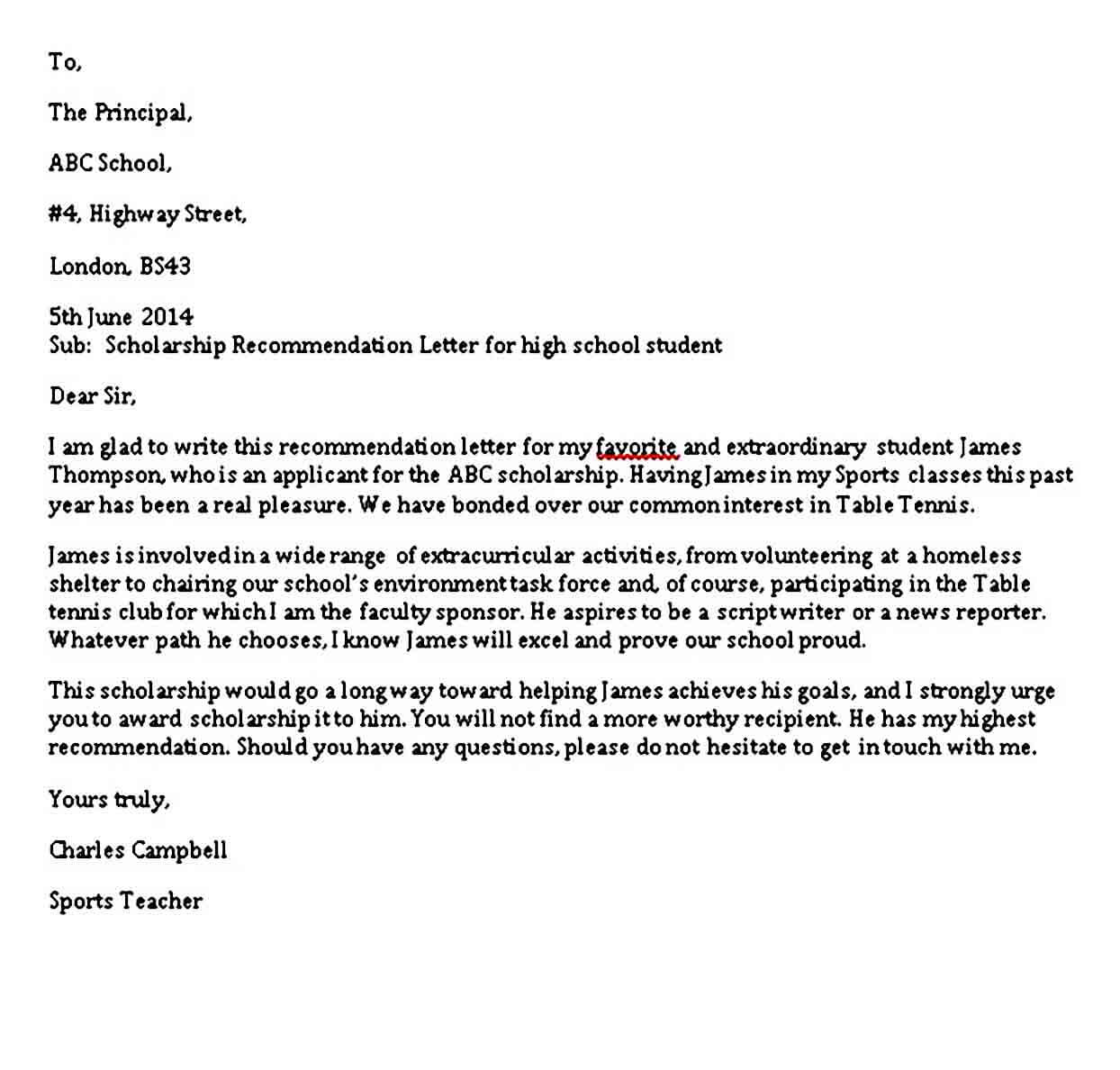6 Scholarship Recommendation Letter Sample PDF Word Mous Syusa