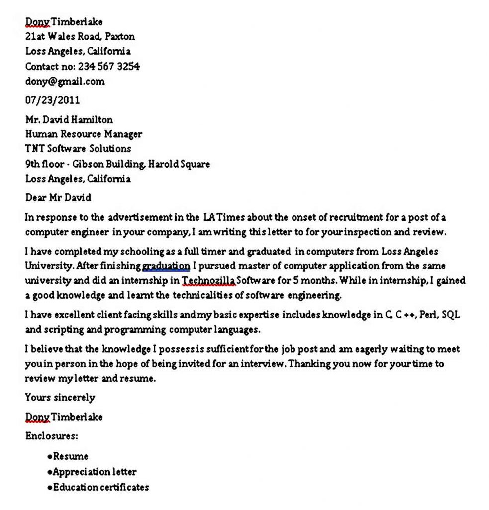 5+ Software Engineer Cover Letter PDF Word | Mous Syusa