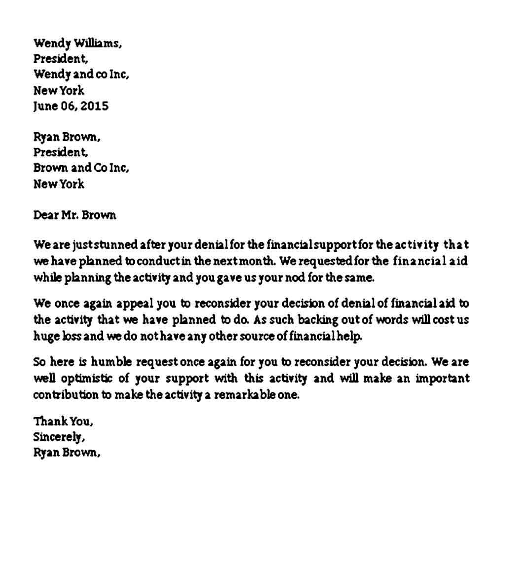 Financial Aid Appeal Letter Template