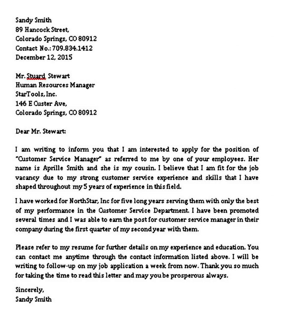 the application letter meaning