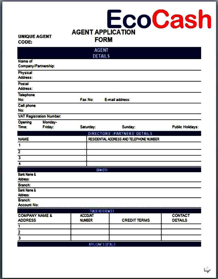 Agent Banking Application Form