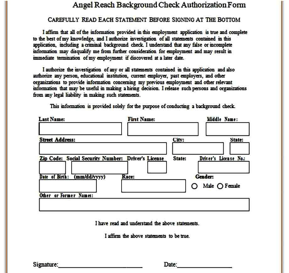 Background Check Authorization Form templates