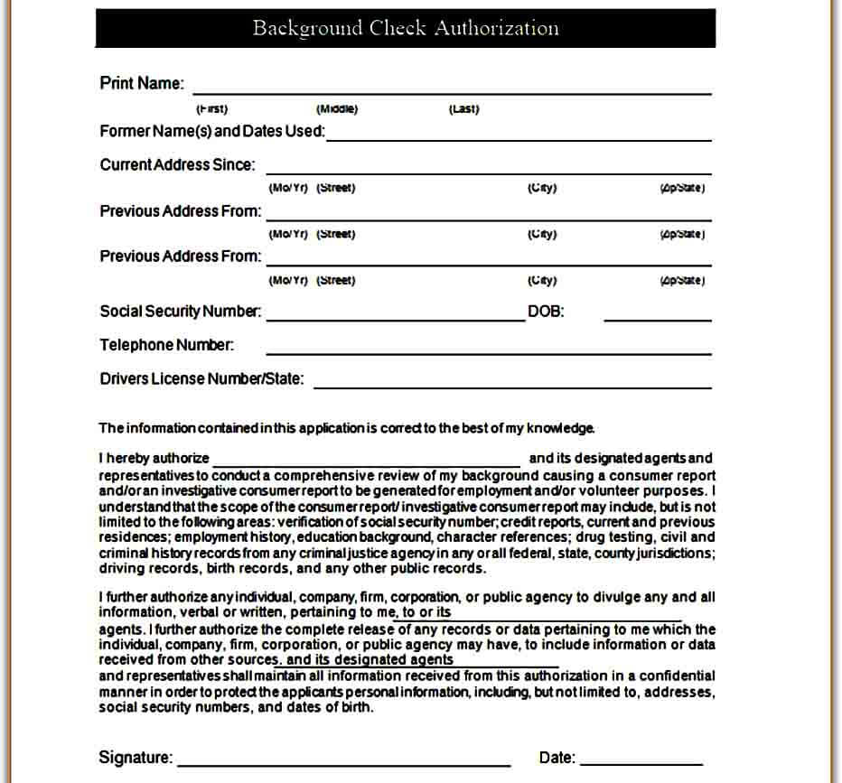 Background Check Authorization Form