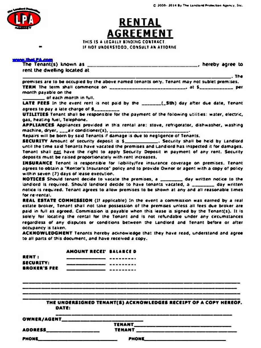 basic rental agreements printable mous syusa