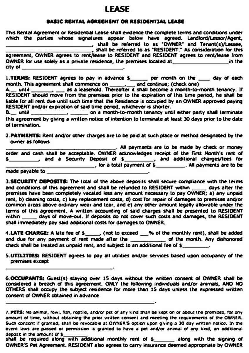 basic rental agreements printable mous syusa