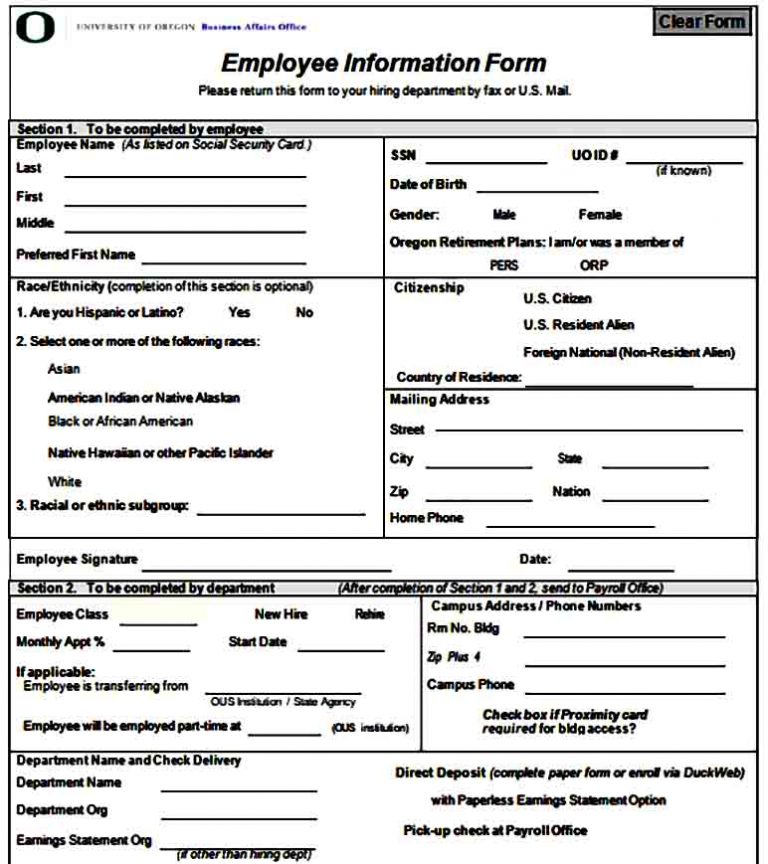 Sample Employee Information Form | Mous Syusa