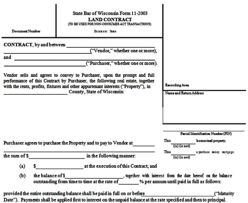 Land Contract Form Template Mous Syusa
