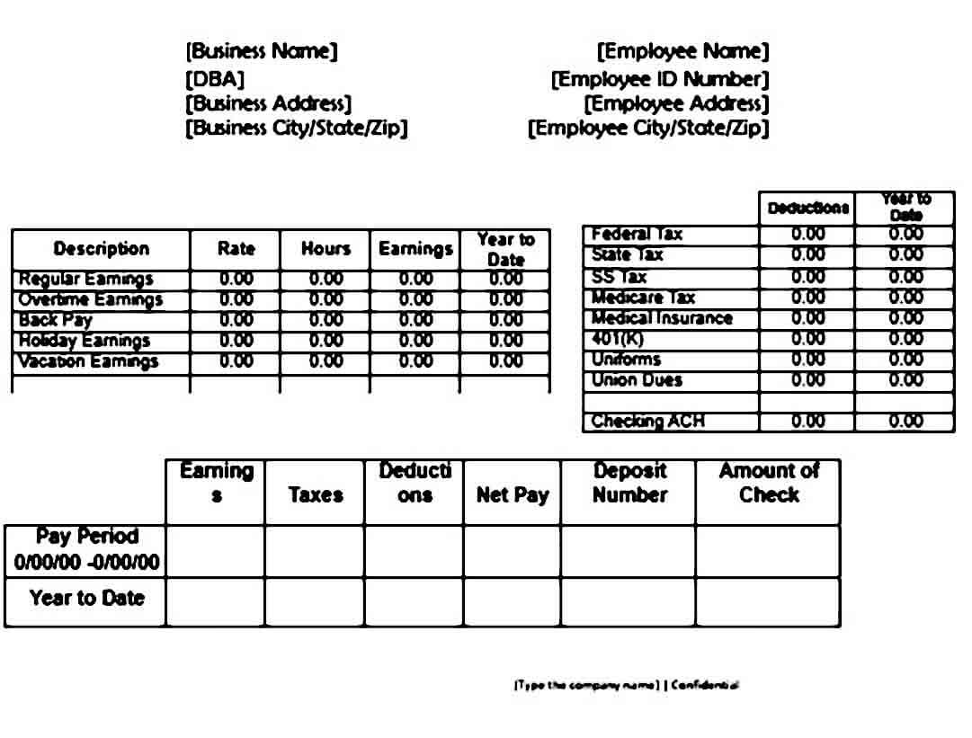 Blank Pay Stub templates