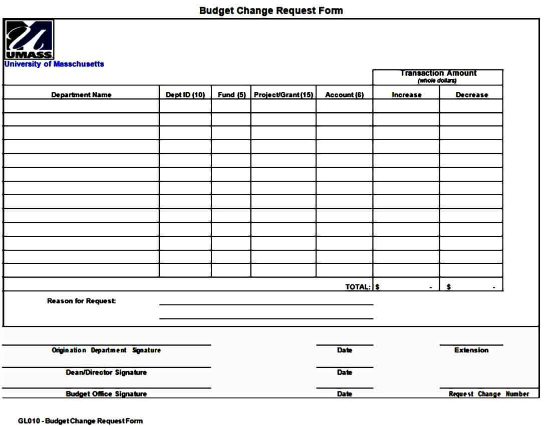 Budget Change Request Form