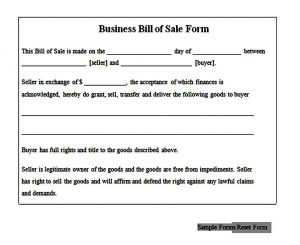 Business Bill of Sale Form Sample | Mous Syusa