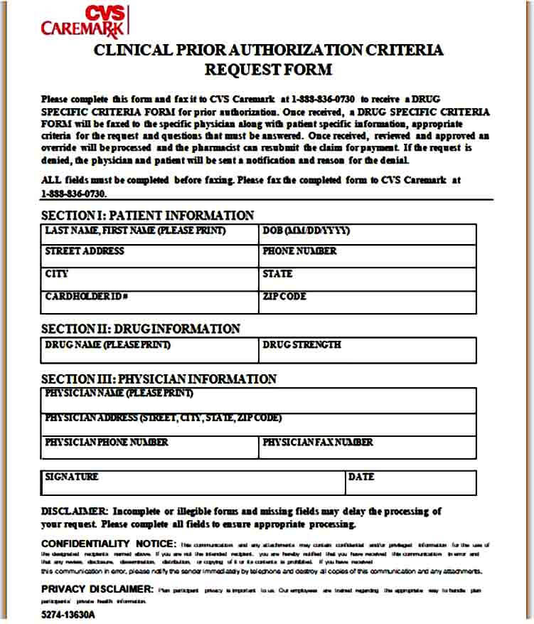 Caremark Clinical Prior Authorization Form