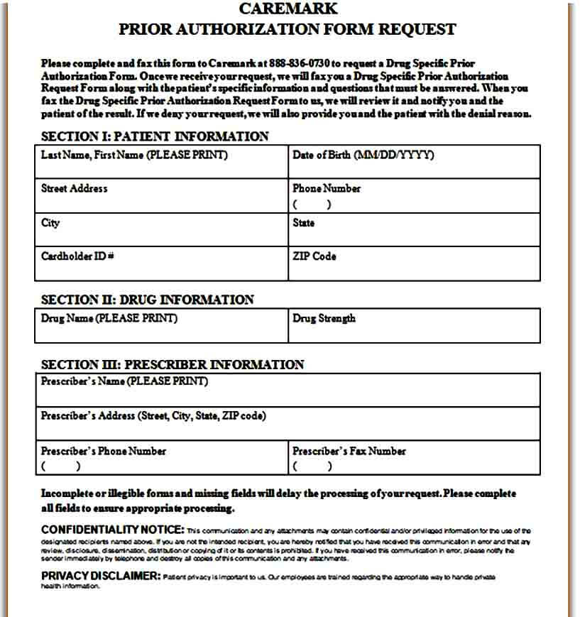 Caremark Prior Authorization Form templates