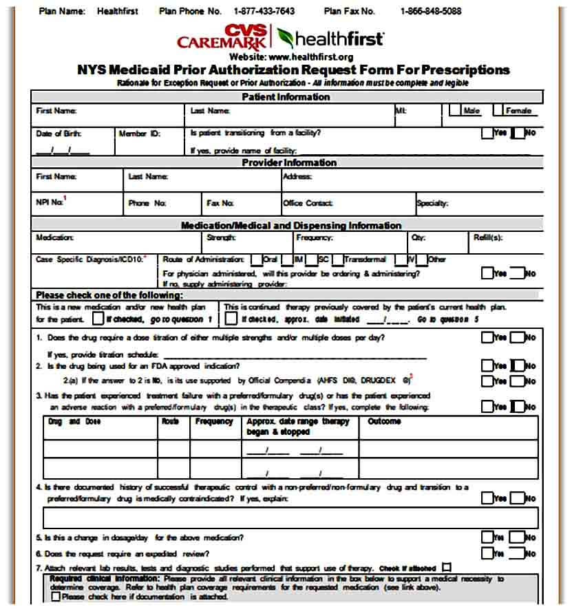 Template Caremark Prior Authorization Form Mous Syusa