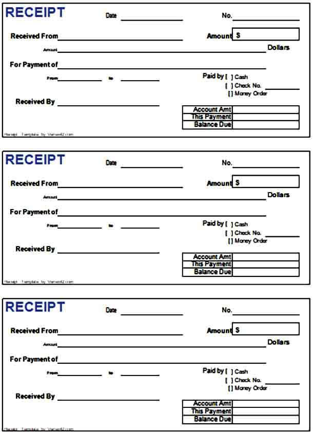 Cash Payment Receipt Form