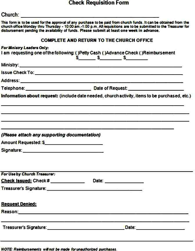 Church Check Requisition Form