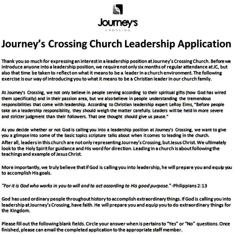 Church Leadership Application Form Mous Syusa