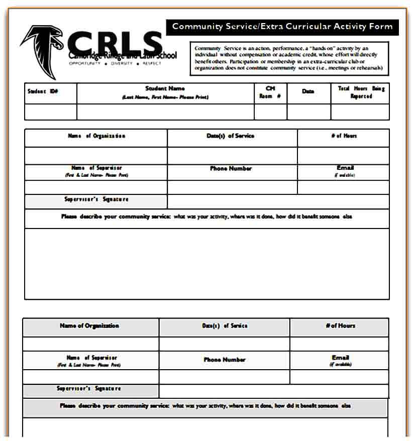 Community Service Activity Form