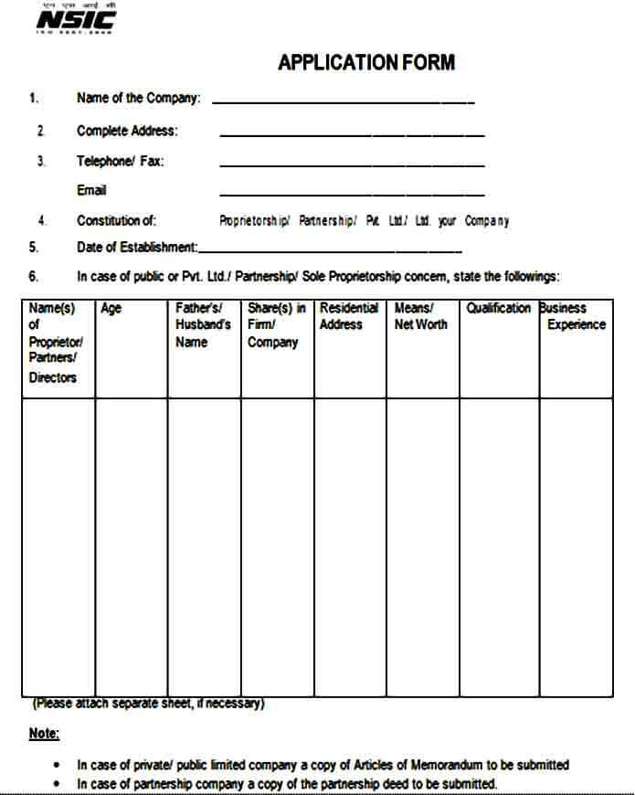 Company Application Form Sample