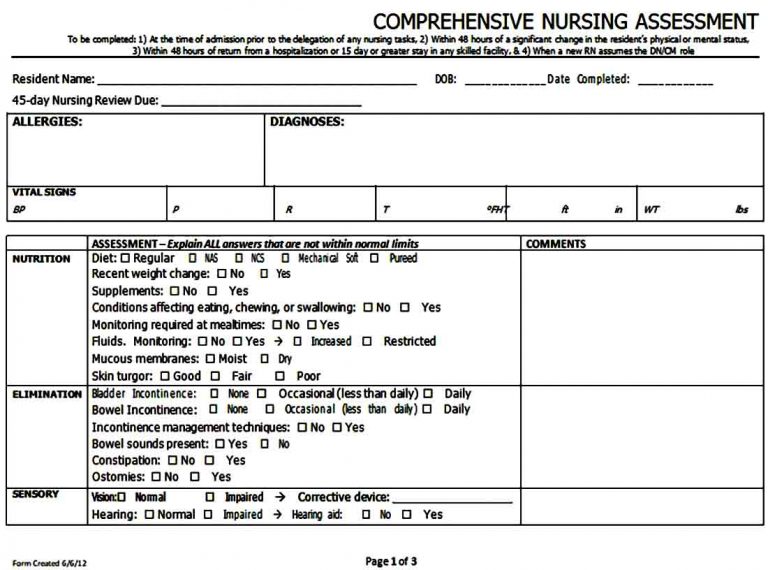 Assessment Form in PDF Sample | Mous Syusa