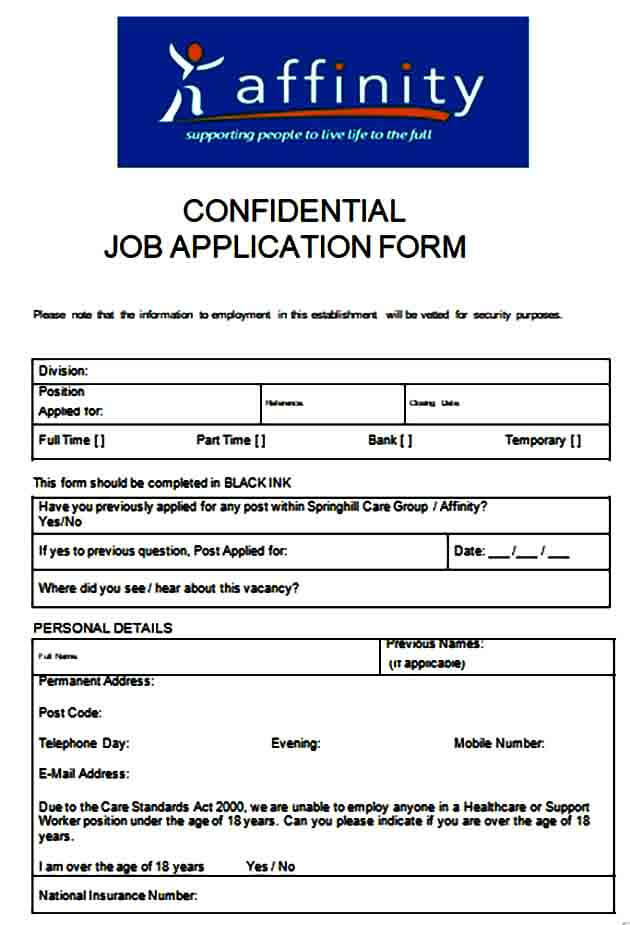 Confidential Job Application Form Mous Syusa 0384