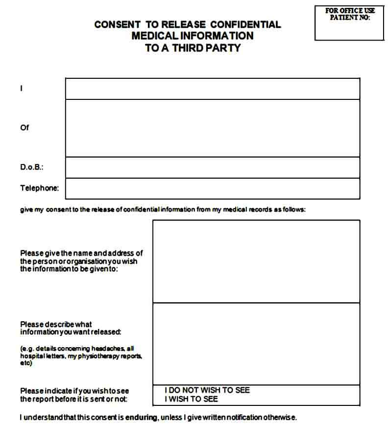 Consent to Release Medical Information Form