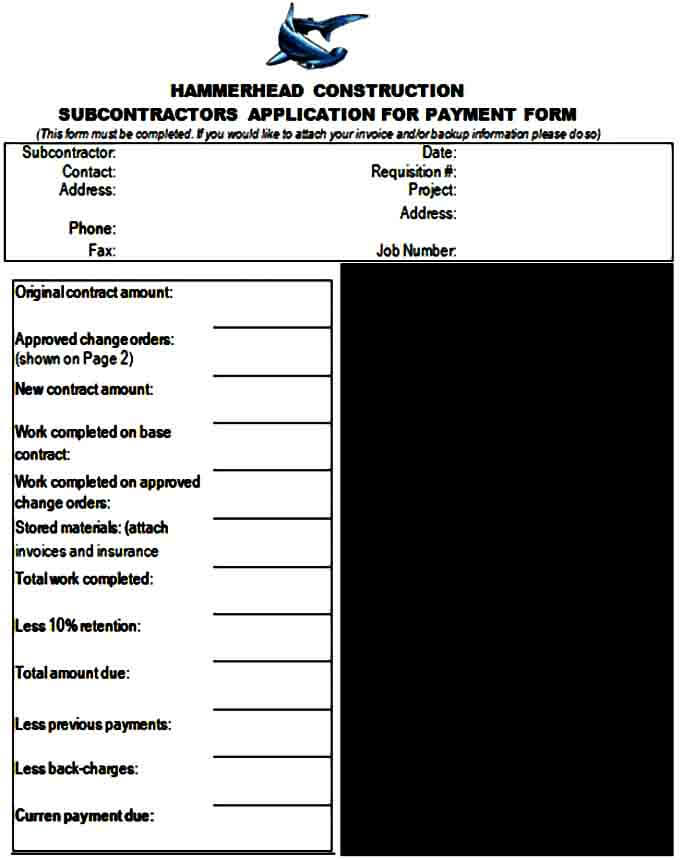 Construction Payment Requisition Form
