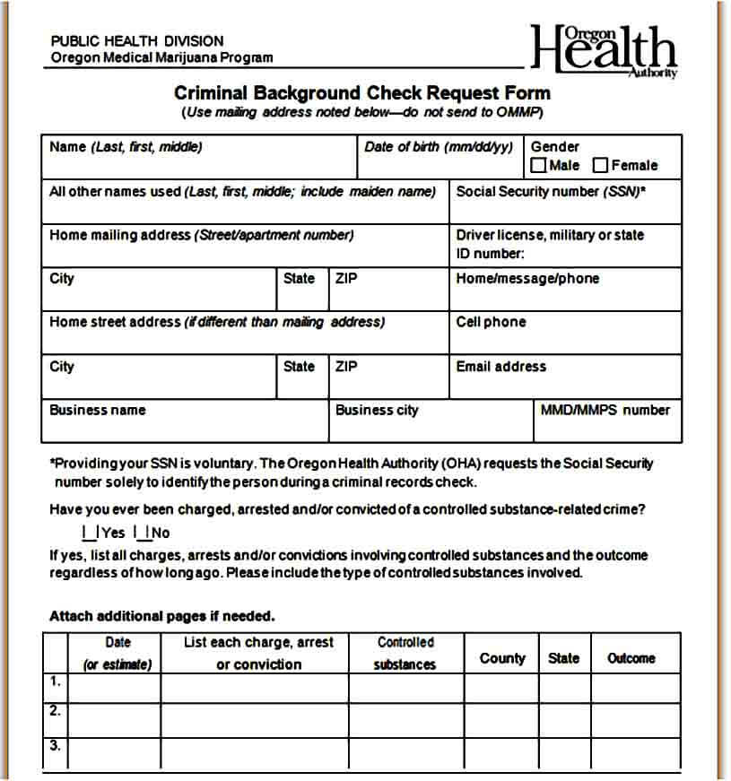 Criminal Background Check Form