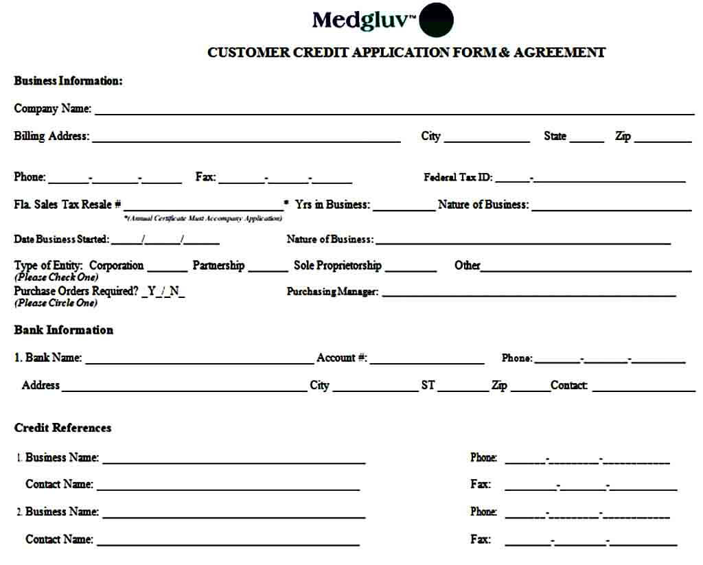 Customer Credit Application Form