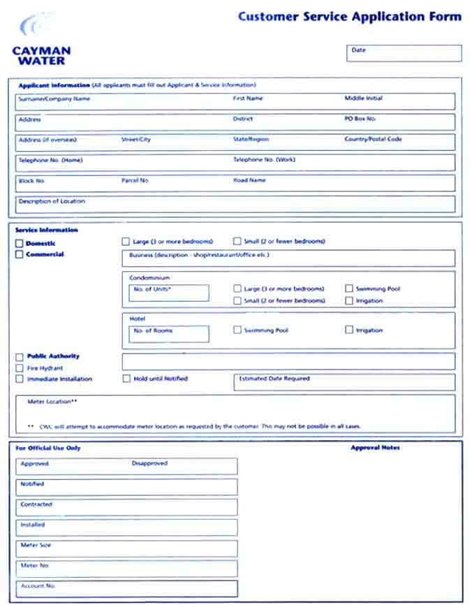 Customer Service Application Form