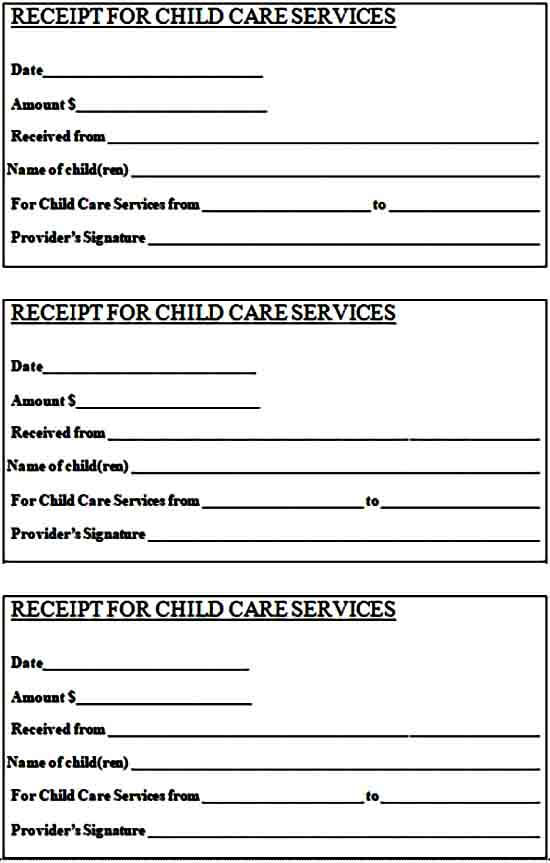 Daycare Payment Receipt Form