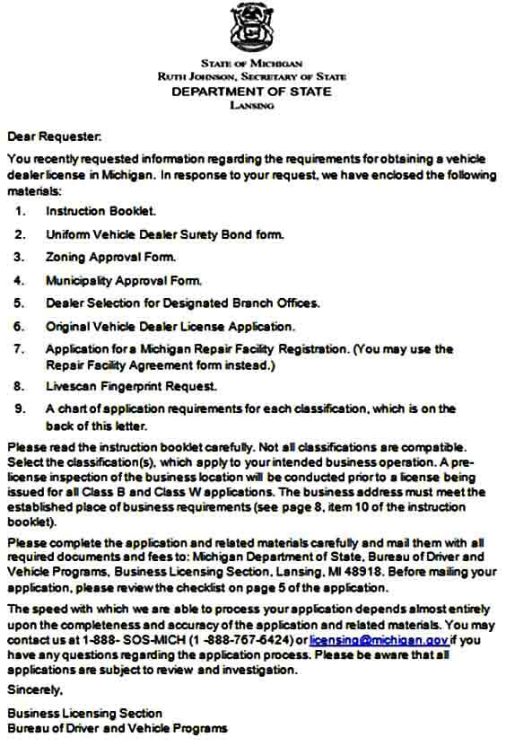 Dealer License Application Form Mous Syusa