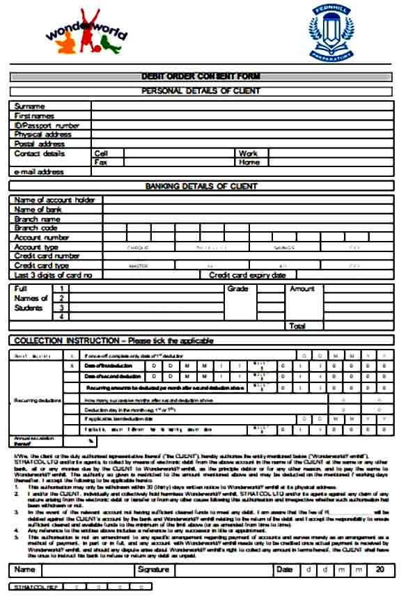 Debit Order Consent Form