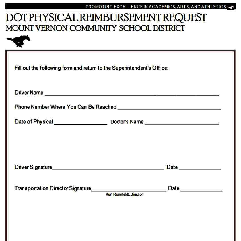 Dot Physical Reimbursement Form