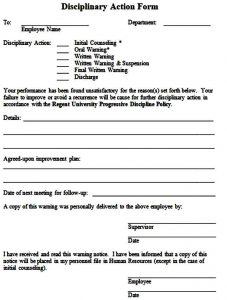 Employee Discipline Form Sample | Mous Syusa