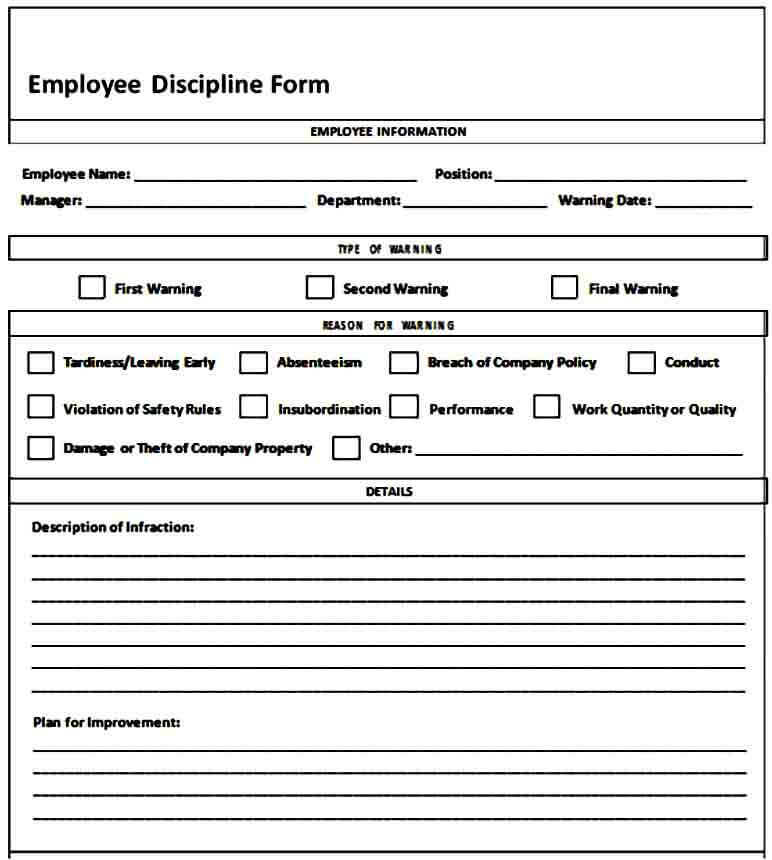 Employee Discipline Log Template