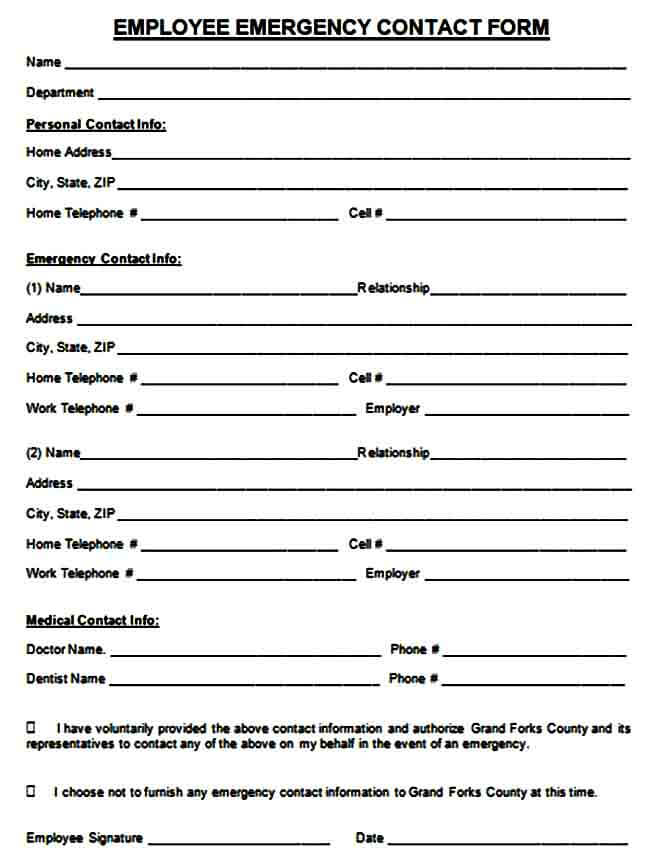 Employee Emergency Contact Form