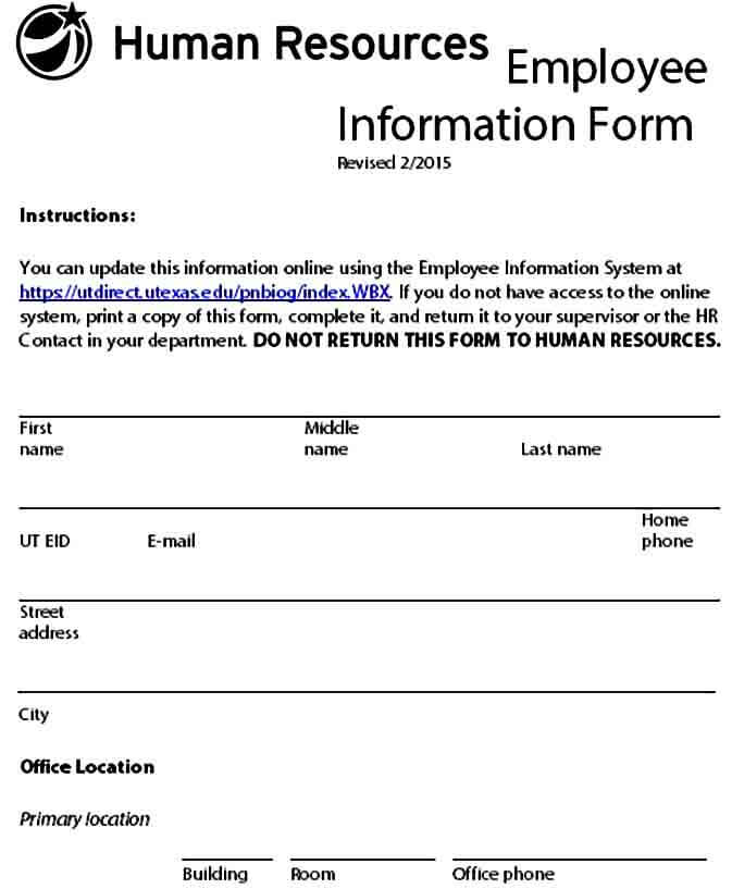 Employee Information Release Form