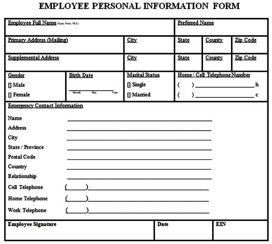 Employee Personal Information Form