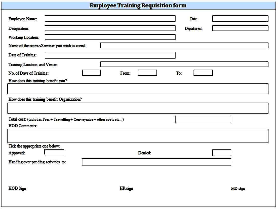 Employee Training Requisition Form