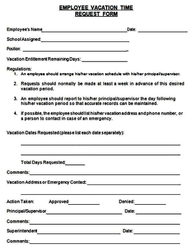 Employee Vacation Request Form