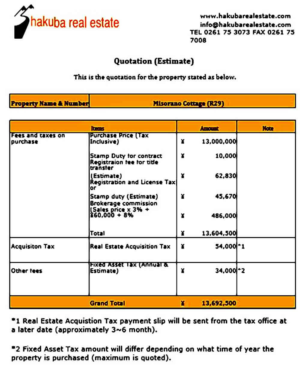 Estimate Quotation