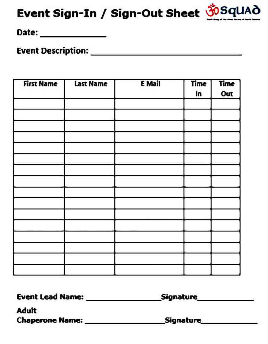 Event Signup Sheet