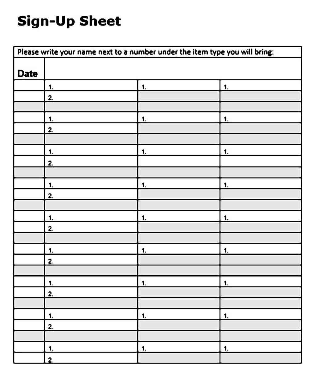 Printable Sign Up Sheet Template Mous Syusa