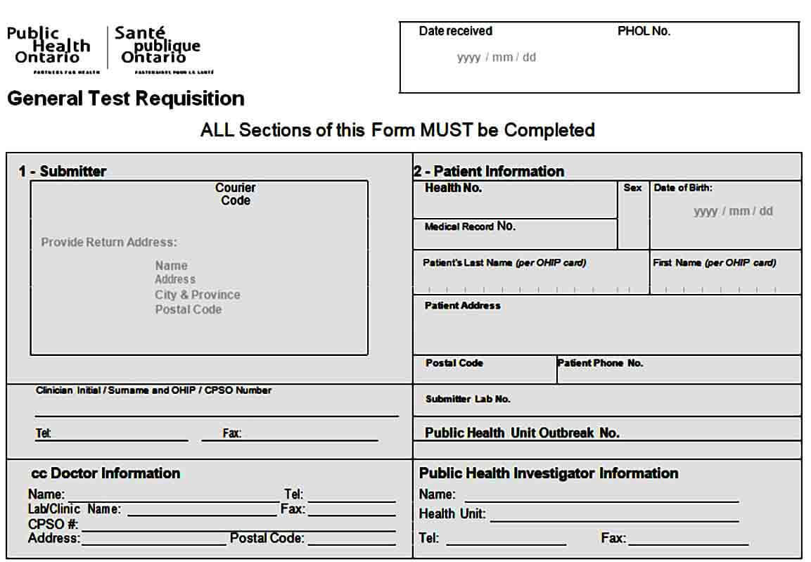 General Laboratory Requisition Form