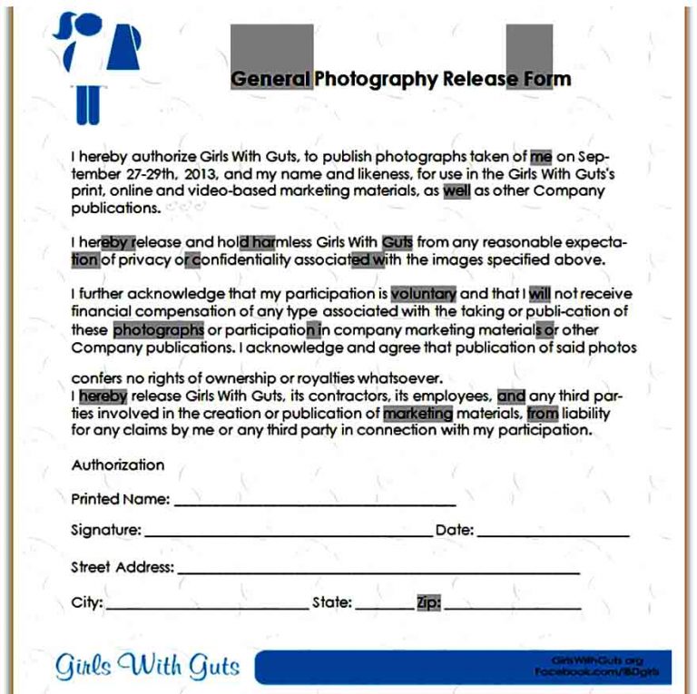 Template Photography Release Form | Mous Syusa